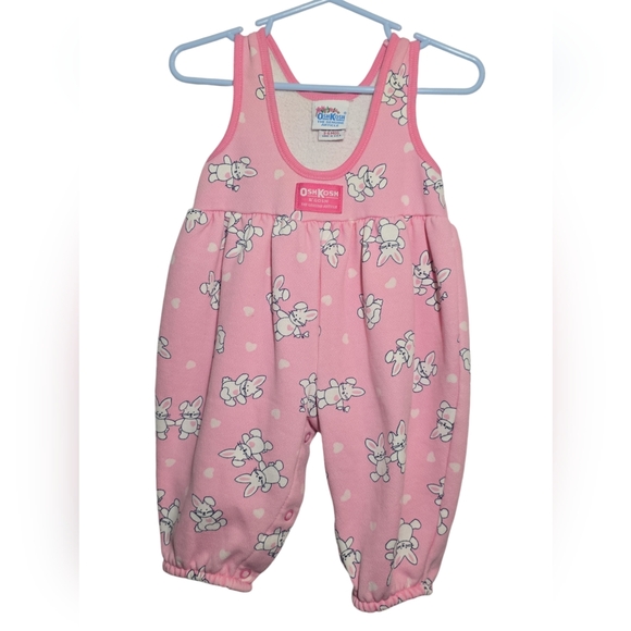 Vintage Pink Bunny Oshkosh Bubble Overalls - Picture 1 of 7